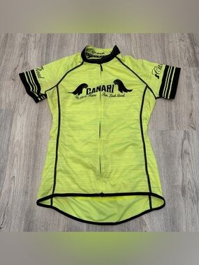 Canari USA Made Neon Yellow Cycling Jersey Full Zip Medium